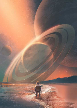 Astronaut and Ringed Planet