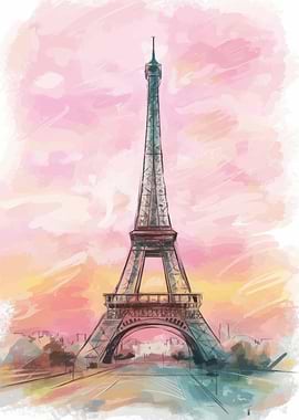 Eiffel Tower Watercolor