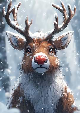 Reindeer in Winter Christmas