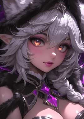 Anime Girl with Purple Accents Gaming