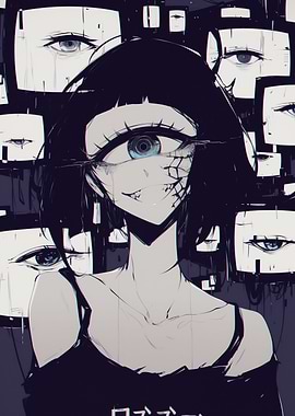 Anime Girl with Multiple Eyes