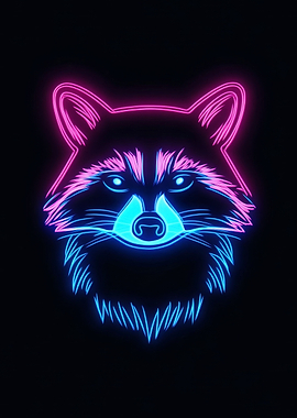 Neon Raccoon Portrait