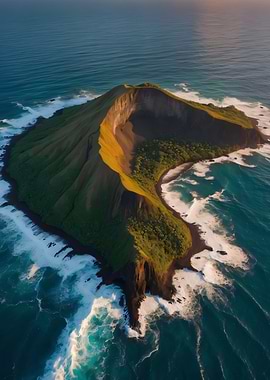 Volcanic Island Aerial View