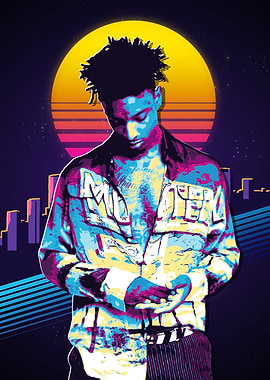 21 savage rapper 80s Retro Art