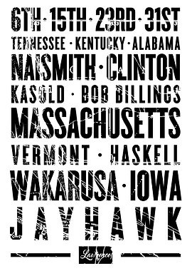 Minimalist Lawrence Kansas Typography Map Design