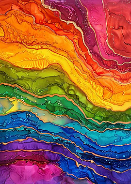 Rainbow Geode Abstract Alcohol Ink Art