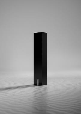 Black Monolith on Rippled Surface