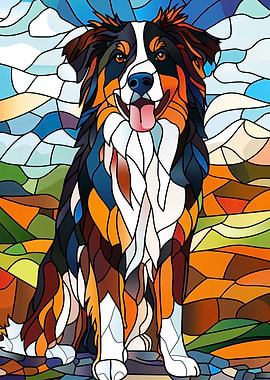 Stained Glass Bernese Mountain Dog