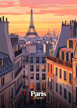 Paris Sunset Skyline
