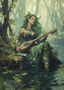 Forest Nymph Playing Lute