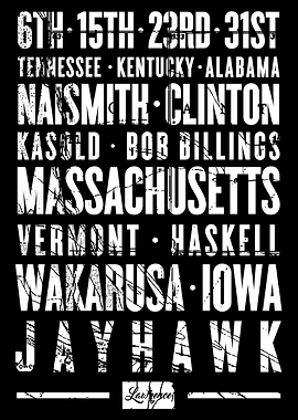 Minimalist Lawrence Kansas Typography Map Design