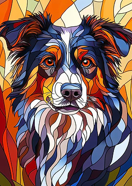 Stained Glass Dog Portrait