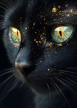 Black Cat with Golden Dust