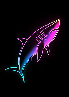 Neon Shark Illustration