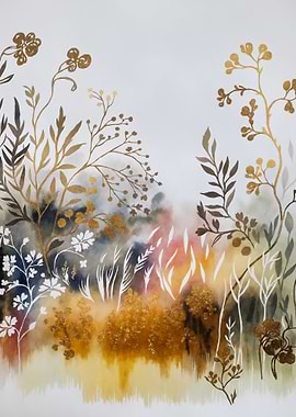 Golden Floral Watercolor