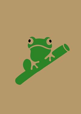 Green Frog on Branch