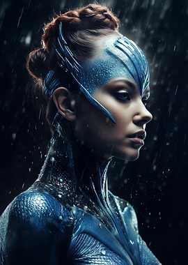 Cyberpunk Woman in Blue