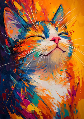 Colorful Cat Painting