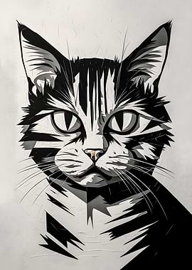 Cubist cat poster