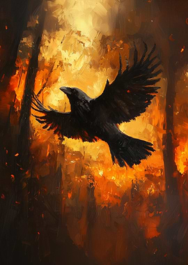 Raven in Fire painting