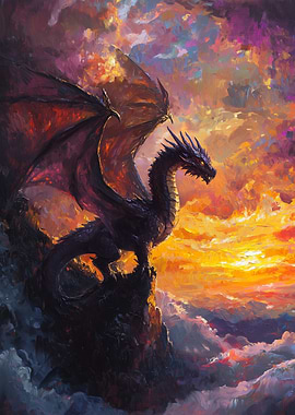 Dragon at Sunset painting
