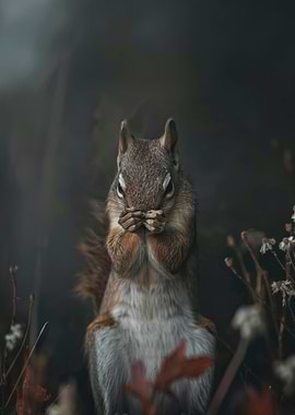 Squirrel Hiding in the Woods