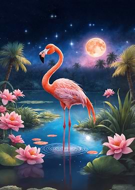 Pink Flamingo Night