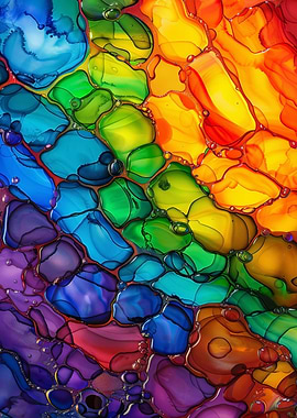 Rainbow Abstract Alcohol Ink Art