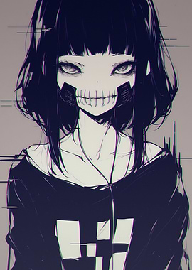 Anime Girl with Skull Mask