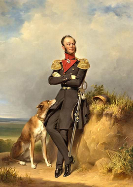 Military Portrait with Dog