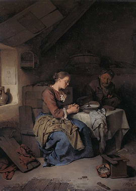 Couple Praying in a Humble Home