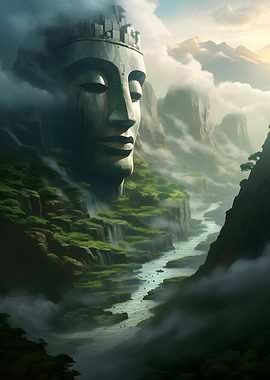 Giant Stone Face Landscape