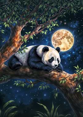 Panda Under Moonlight