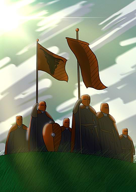 Medieval Knights with Flags