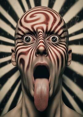 Man with Spiral Face Art