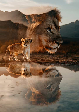 Lion Cub Reflection