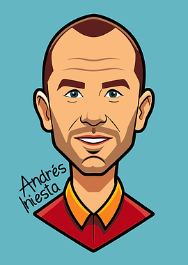 Andrés Iniesta Cartoon Portrait