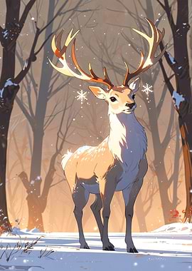 Majestic Deer in Winter