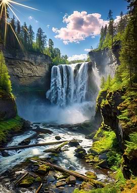 Majestic Waterfall in Forest