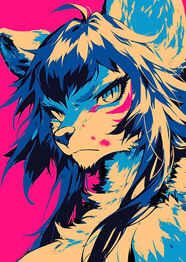 Furry Portrait in Neon Colors