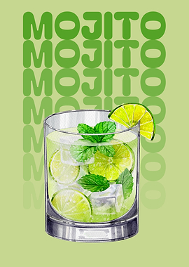 Mojito Watercolor Illustration
