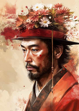 Samurai with Flowers
