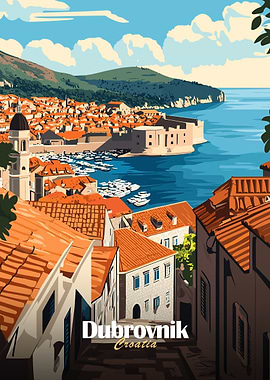 Dubrovnik Croatia Travel Poster