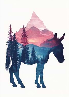 Mountain Donkey Silhouette