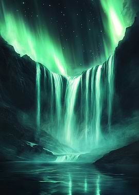 Aurora Borealis Waterfall