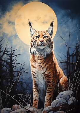 Lynx Under Moonlight