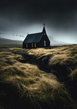 Black Church in Icelandic Field