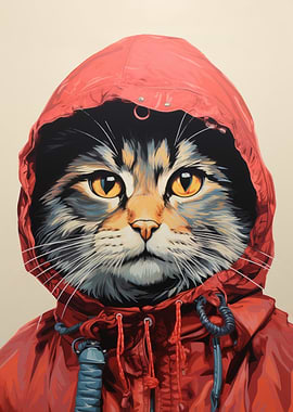 Cat in Red Hoodie