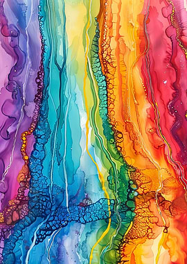 Abstract Alcohol Ink Rainbow Art