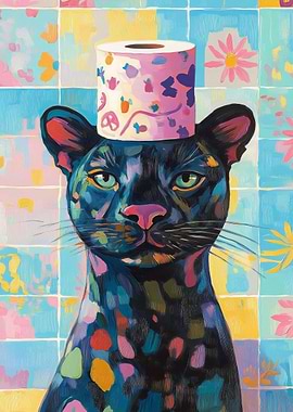 Black Panther with Toilet Paper Hat